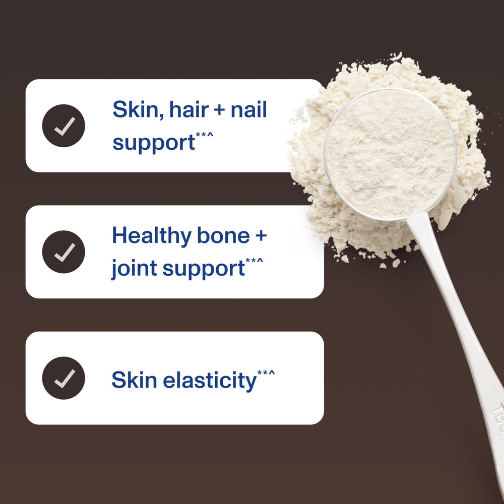 Vital Proteins collagen peptides mocha creamer scoop highlights quick mix-in for busy mornings.