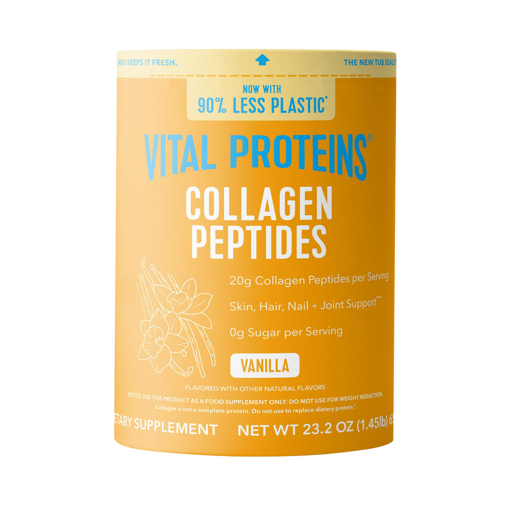Vital Proteins Collagen Peptides Vanilla bottle pour promotes easy blending in beverages