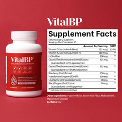 VitalBP capsules focusing on L-Citrulline for circulation and energy.