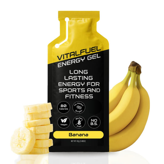 VitalFuel Real Banana Energy Gel pack for runners and cyclists with on-the-go energy.