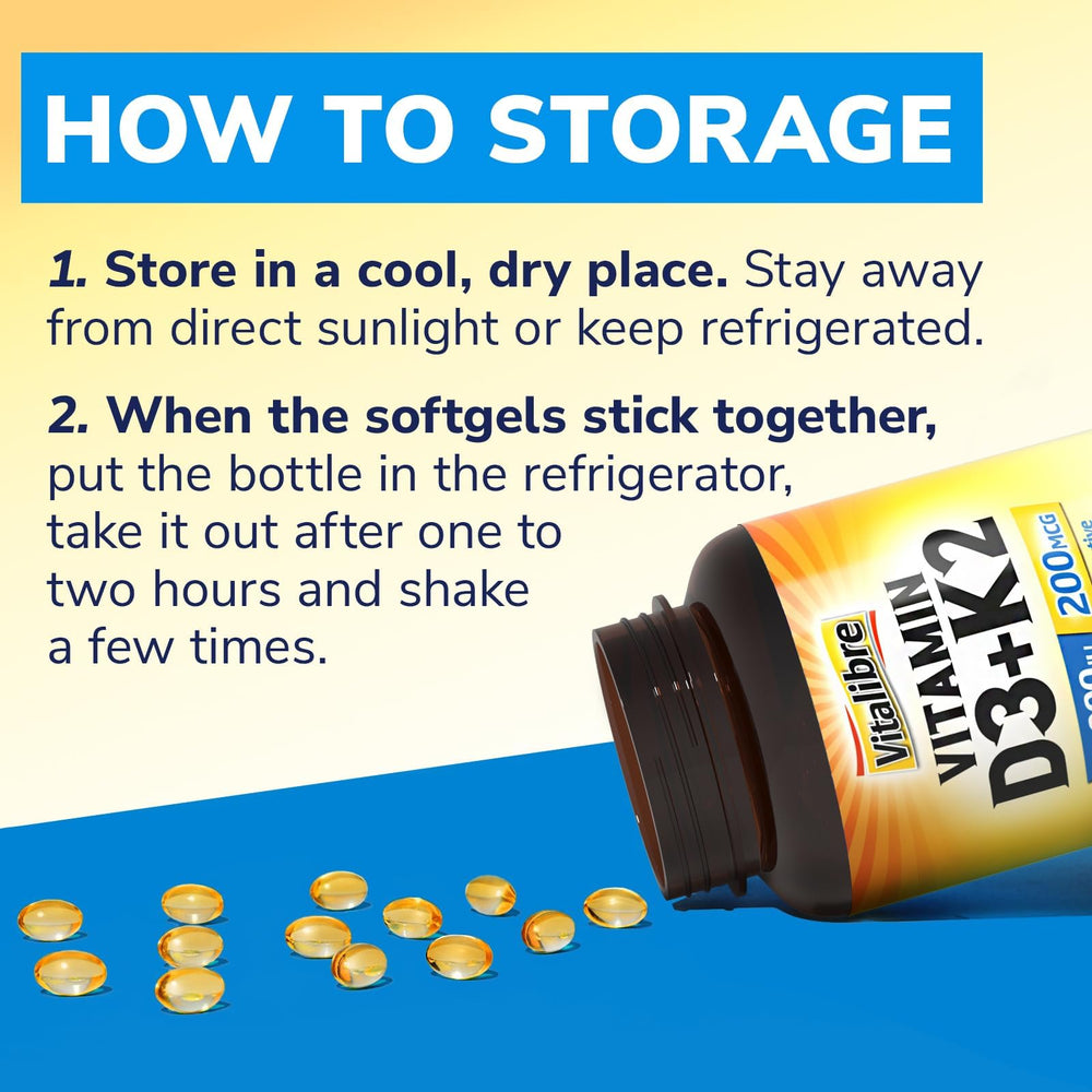Vitalibre D3 K2 storage in a cool, dry place to maintain potency.