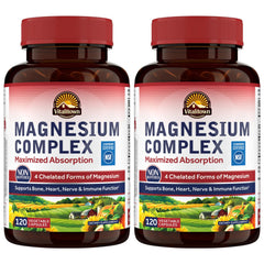 Vitalitown Magnesium Complex bottle front highlighting four chelated forms for absorption
