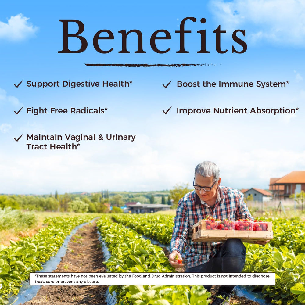 Vitalitown cranberry extract detail emphasizes antioxidant support for urinary health.