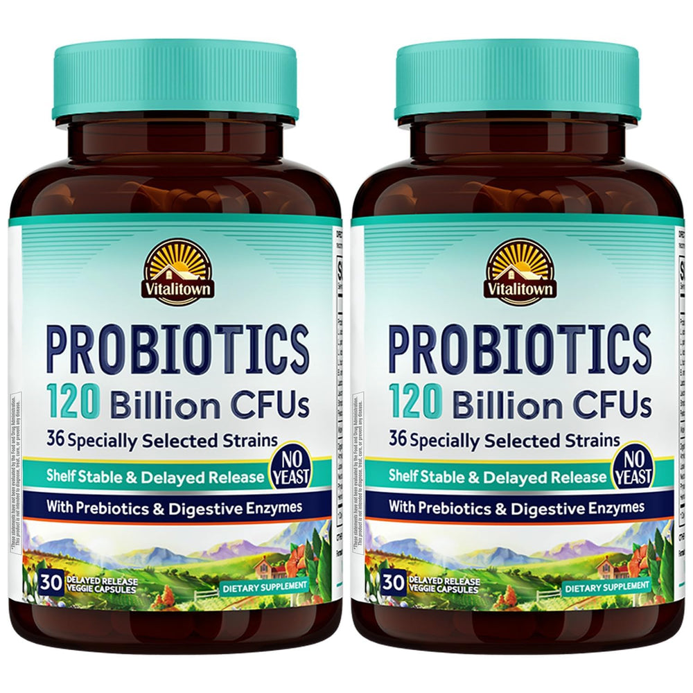 Vitalitown Probiotics 120Billion CFUs capsule for daily gut support.