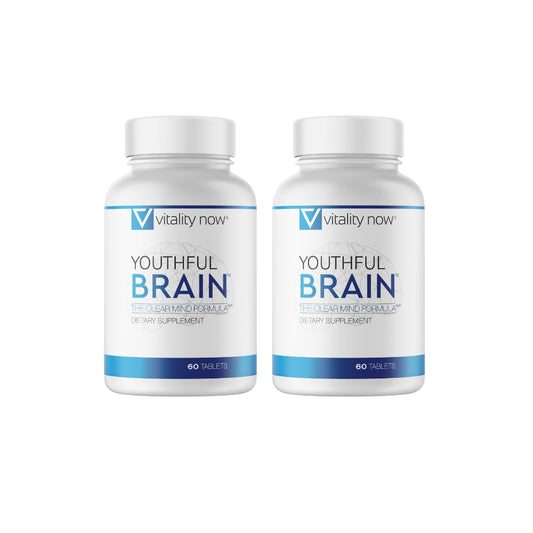 Vitality Now Youthful Brain bottle front shows branding and brain health focus