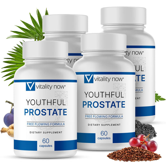 Vitality Now Youthful Prostate bottle shown for daily prostate support and wellness