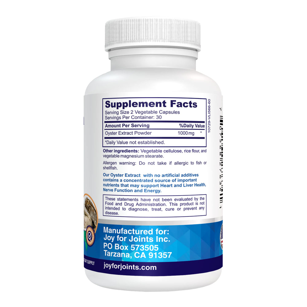 Vitality Span Oyster Extract ingredients graphic emphasizing zinc and taurine for immune-friendly nutrition.