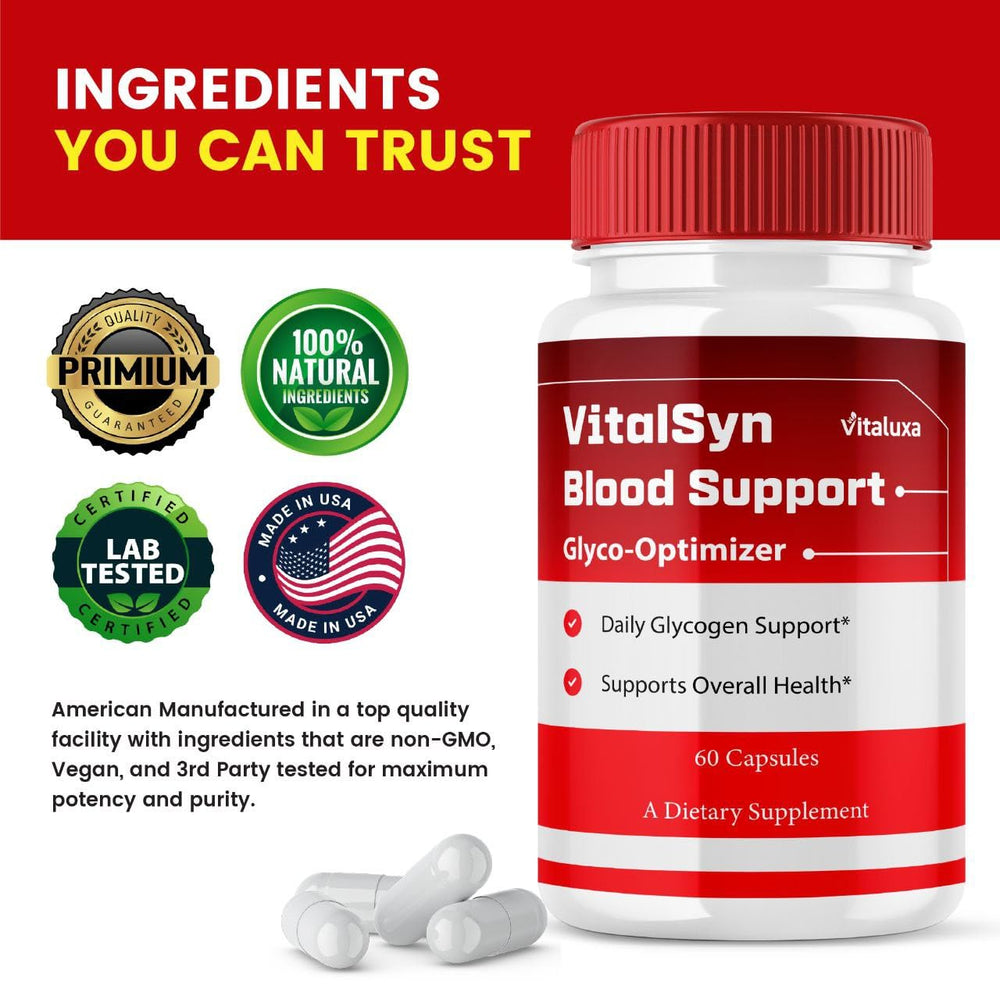 Vitaluxa Vitalsym Glyco Optimizer bottle label and dosage guidance