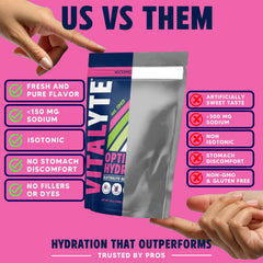 Vitalyte electrolyte powder watermelon dissolving in water for quick refreshment