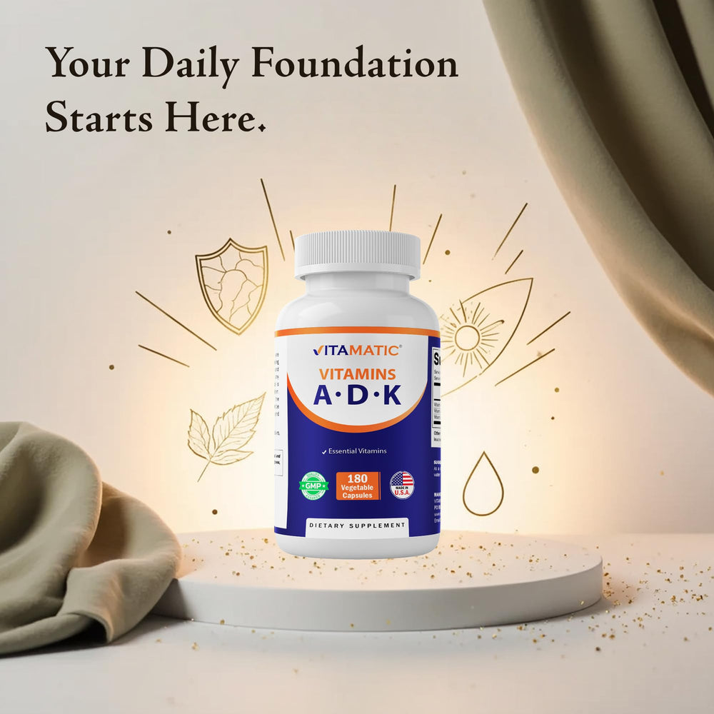 Top-view of Vitamatic ADK bottle emphasizing easy daily access