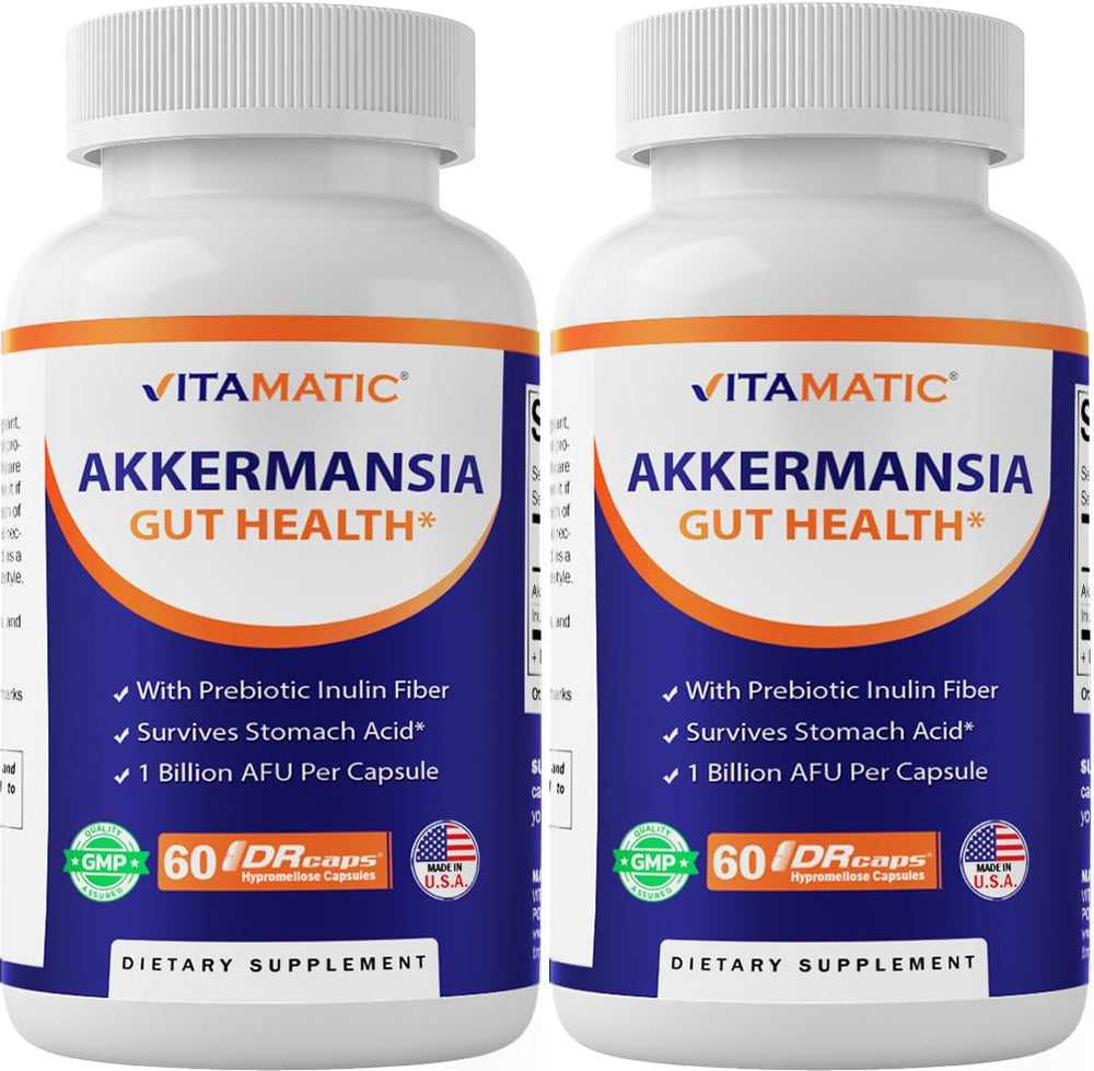 Vitamatic Akkermansia Muciniphila bottle front view for gut health support