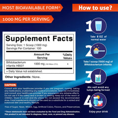 Vitamatic probiotic powder scoop highlighting easy daily dose for consistent use