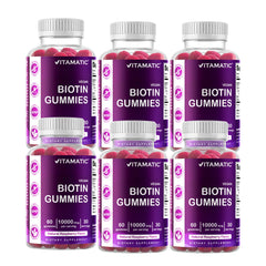 Vitamatic Biotin Gummies raspberry flavor for easy daily beauty routine