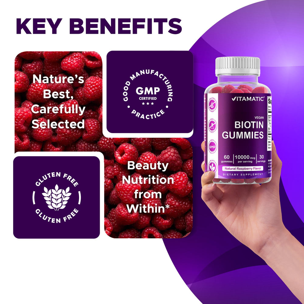Vitamatic Biotin Gummies six-bottle pack for long-term use