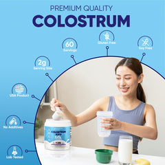 Vitamatic Bovine Colostrum Powder unflavored in a cold beverage without altering taste