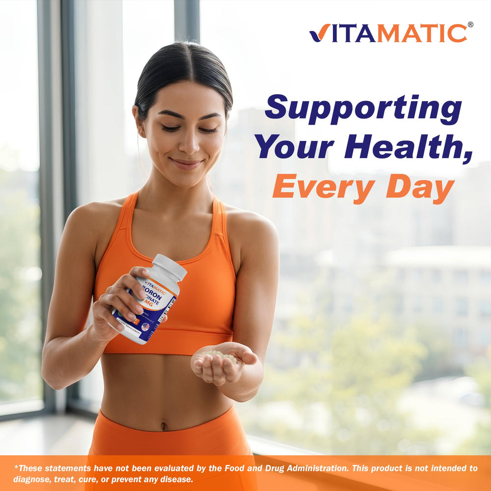 GMP certification mark on Vitamatic Boron Glycinate packaging