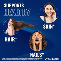 Vitamatic keratin label detail showing serving size and benefits