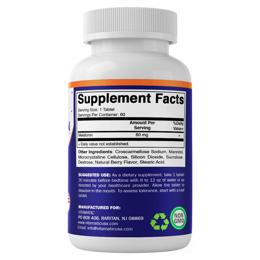 Vitamatic Melatonin dissolving action tablet shown dissolving quickly