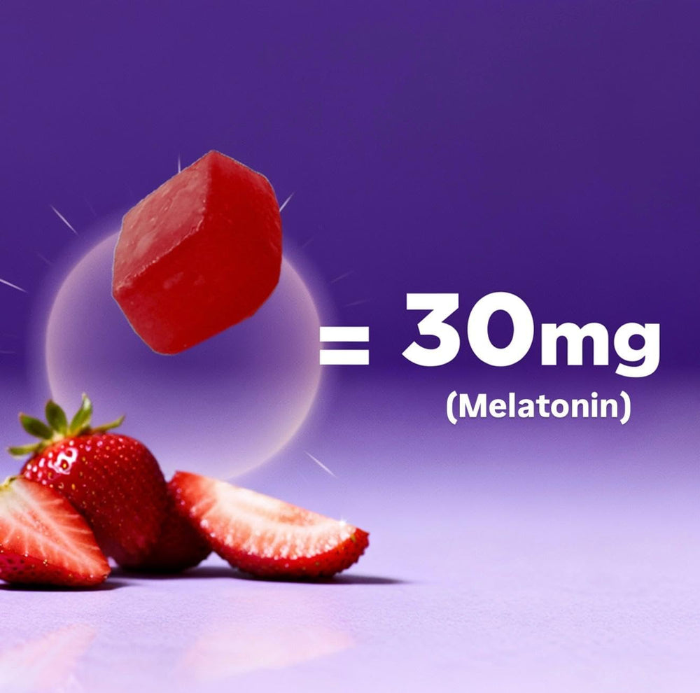 Vitamatic Melatonin Gummies 30 mg per gummy close-up for potency and flavor