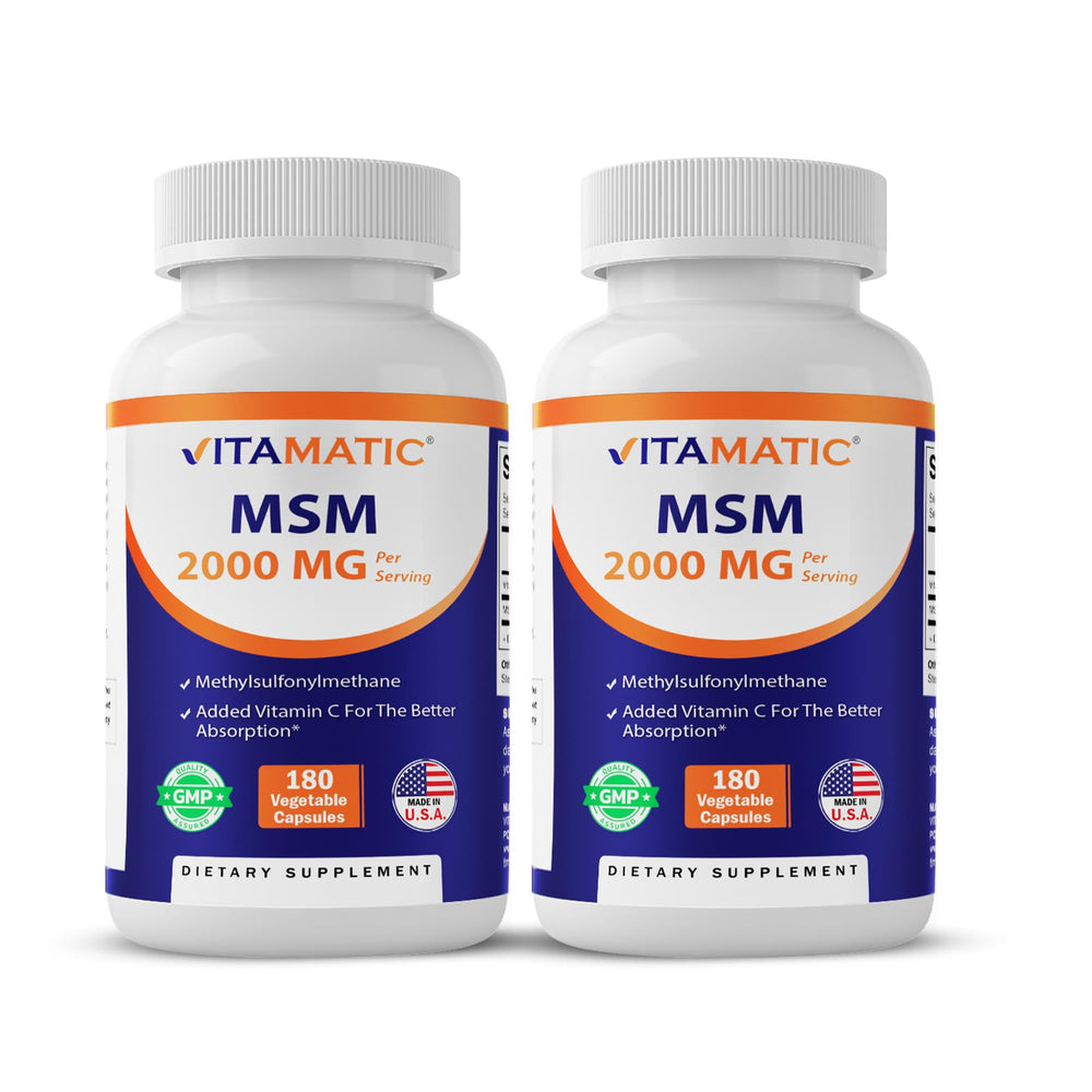 Vitamatic MSM 2000mg bottle supports daily joint comfort.