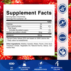 Vitamatic Sugar Free Melatonin gummies close-up with strawberry flavor suggests pleasant taste