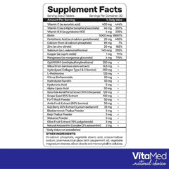 VitaMed daily-use tablets with glass of water for routine integration.