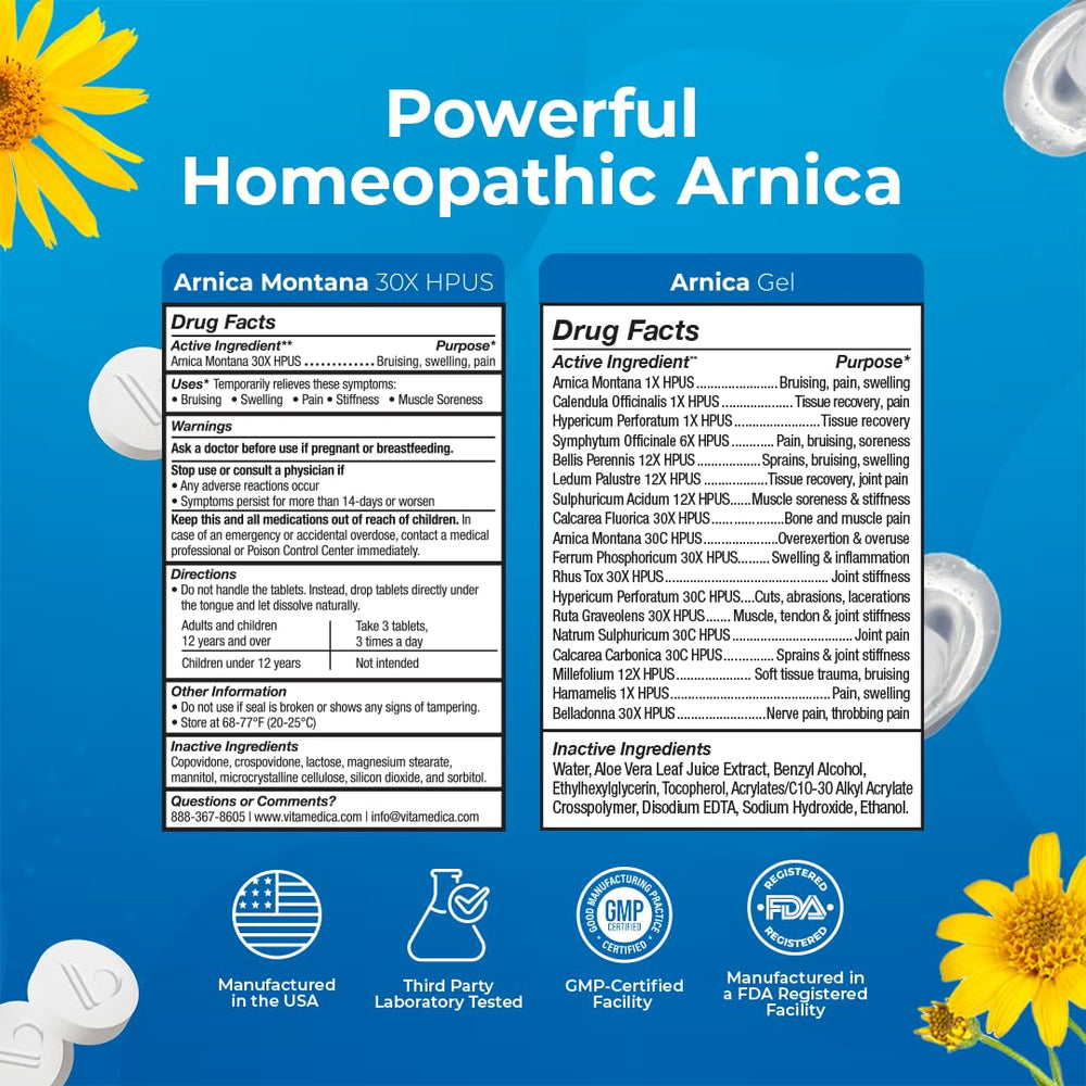Close-up of VitaMedica Arnica gel texture showing aloe-based formula.