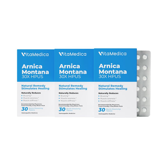 VitaMedica Arnica Montana blister pack with tablets for post-surgery recovery support