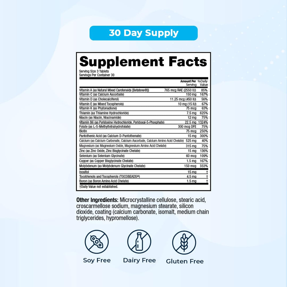 Ingredients panel features D3, K, boron for bone health.