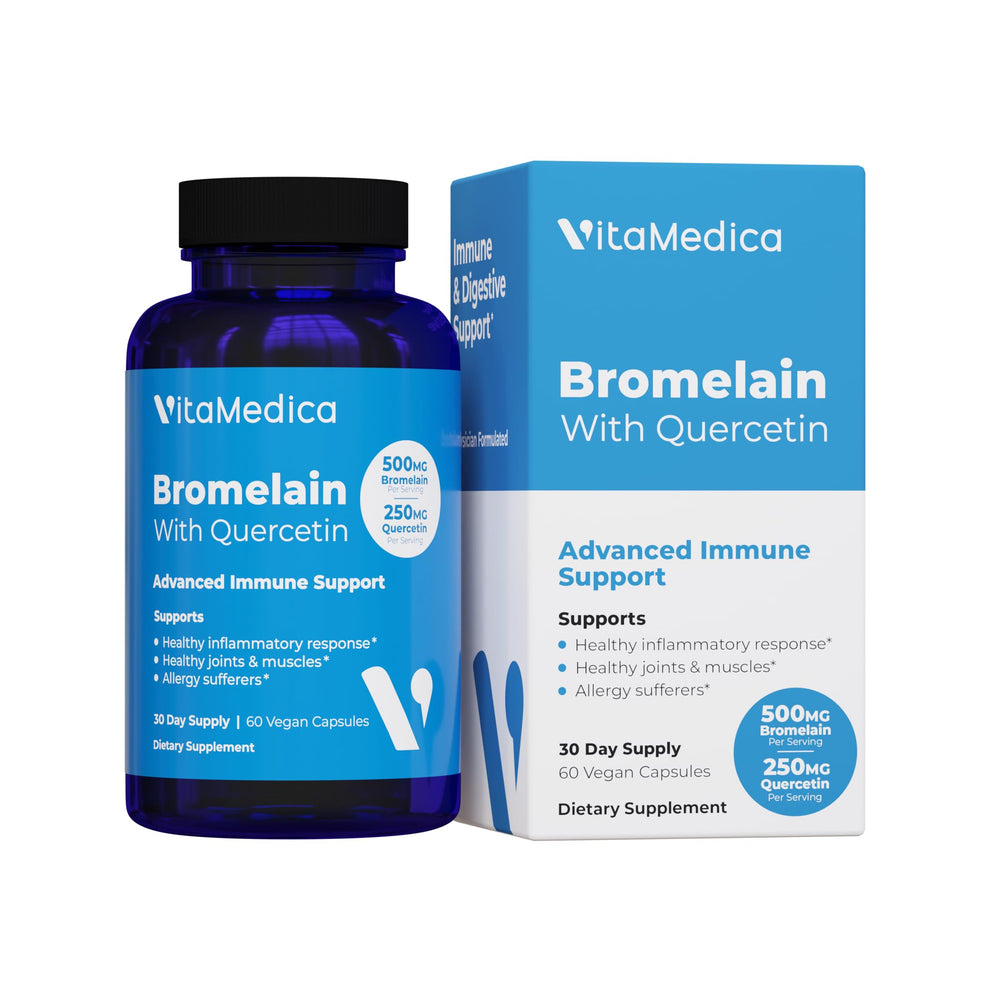 VitaMedica Bromelain & Quercetin bottle front for immune and recovery support