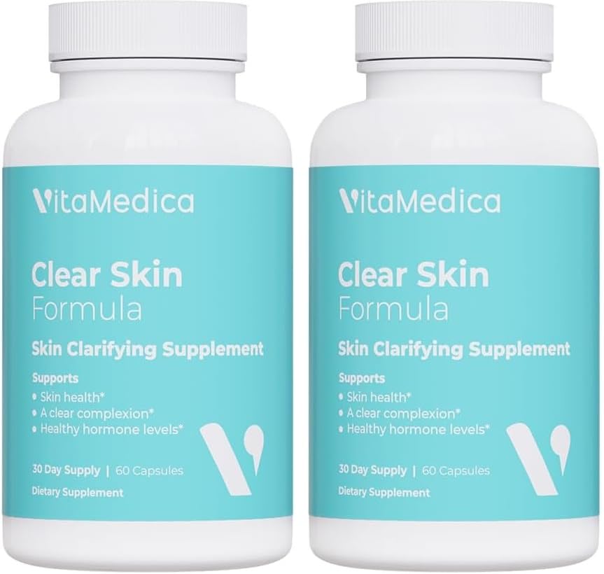 VitaMedica Clear Skin Vitamin Formula bottle shown for skin health benefits