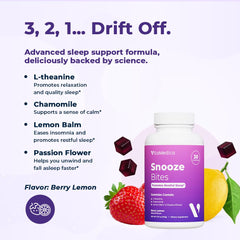 VitaMedica Snooze Gummies with L-theanine and chamomile for relaxed evenings.