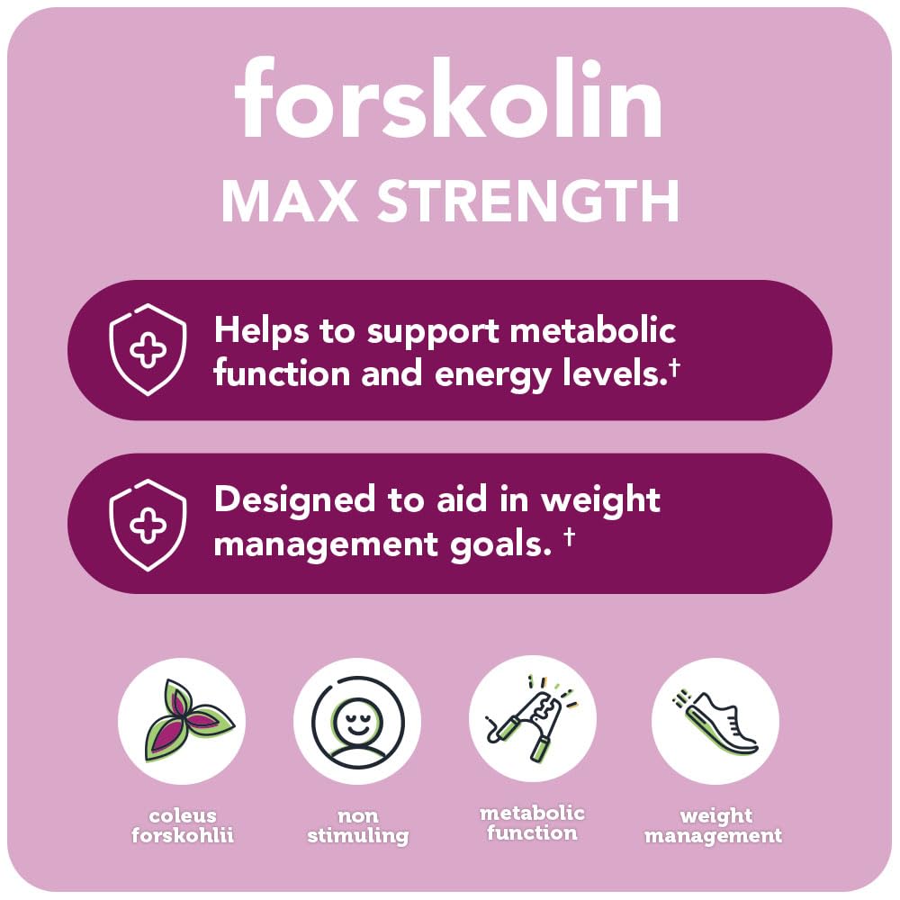 Vitamin Bounty Forskolin label close-up emphasizes purity and coleus forskohlii origin.