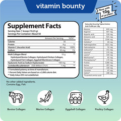 Vitamin Bounty ingredients panel with vitamin C and hyaluronic acid for hydration