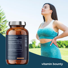 Vitamin Bounty Pro-100 bottle open with capsules for daily use.