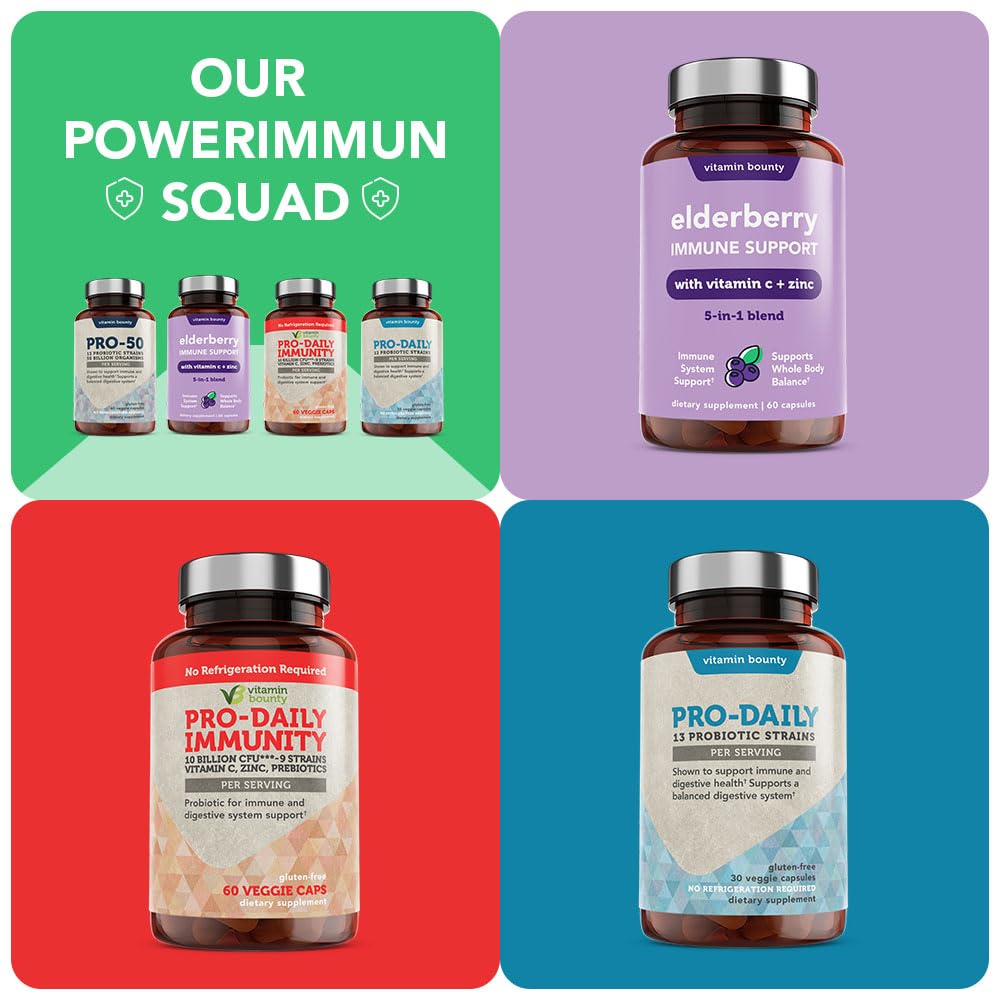Close-up of Vitamin Bounty Pro-50 label noting 50B CFU and 13 strains