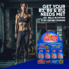 Vitamin Energy B12 shot shelf display emphasizes compact grab-and-go energy