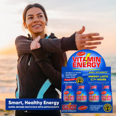 Vitamin Energy B12 shot vegan kosher gluten-free option promotes clean energy.