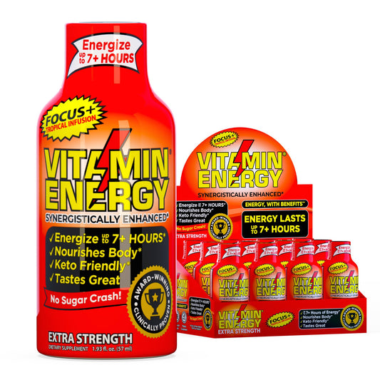 Vitamin Energy Focus+ tropical infusion bottle for sustained focus
