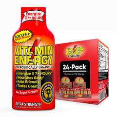 Vitamin Energy Focus+ Tropical bottle front view for daytime focus and sustained energy