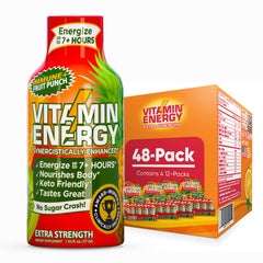 Vitamin Energy Immune+ Shot bottle-front view shows compact energy and immune support for busy days