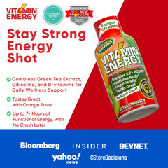 Vitamin Energy Immune+ Shot ingredients-label clearly lists caffeine and vitamins