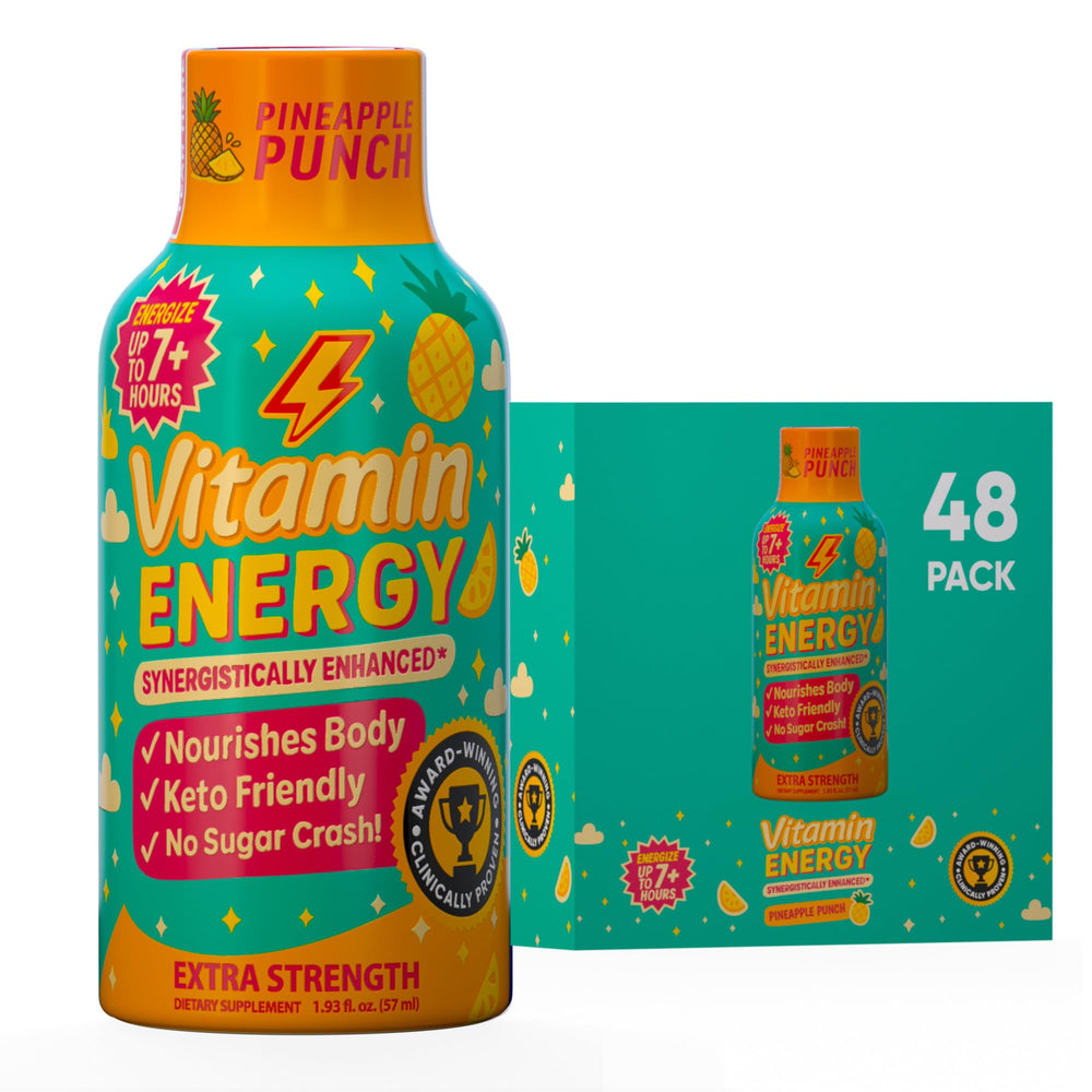 Vitamin Energy Immune+ Pineapple Punch shot front view for quick daily energy