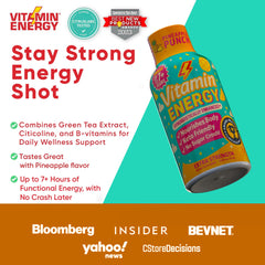 Close-up label of Vitamin Energy Immune+ Pineapple Punch ingredients