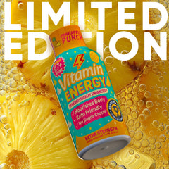 Pour Vitamin Energy Immune+ Pineapple Punch into a glass to sample flavor