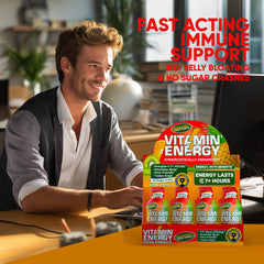 Vitamin Energy Immune+ Shot serving-count graphic highlights 48-pack value