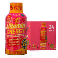 Vitamin Energy Immune+ Strawberry Twist 24-pack front view, ready for on-the-go daily energy