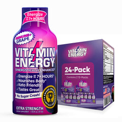 Vitamin Energy ImmunePlus grape bottle front for quick energy on the go.