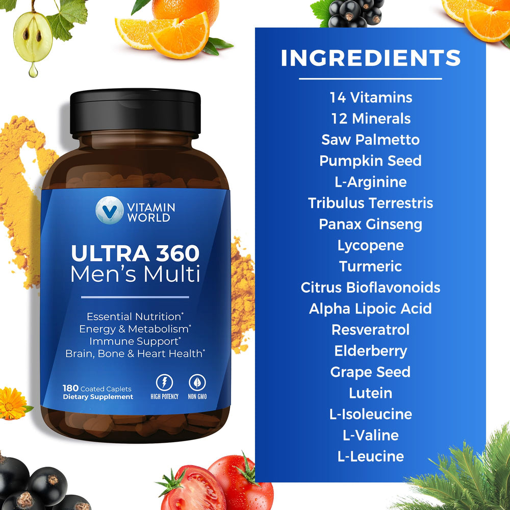 Vitamin World Ultra 360 Men BCAA blend icon for muscle recovery support.