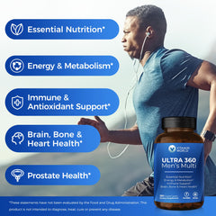 Vitamin World Ultra 360 Men herbal blend visual emphasizing men's health support.